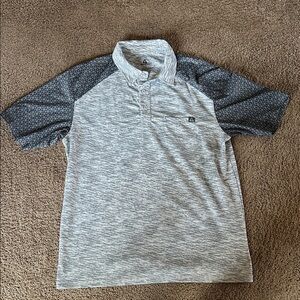 Men's Heather Gray Polo with Patterned Dark Gray Sleeves